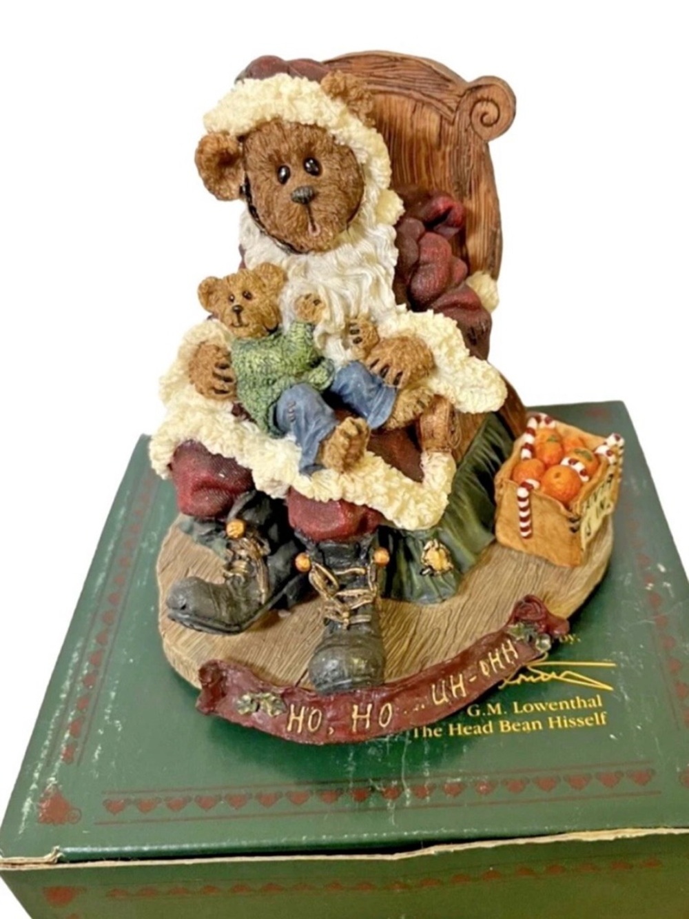Boyds Bears Bearstone Kris Kringle w/ Joey…Santa's Secret Music Box 1E Christmas